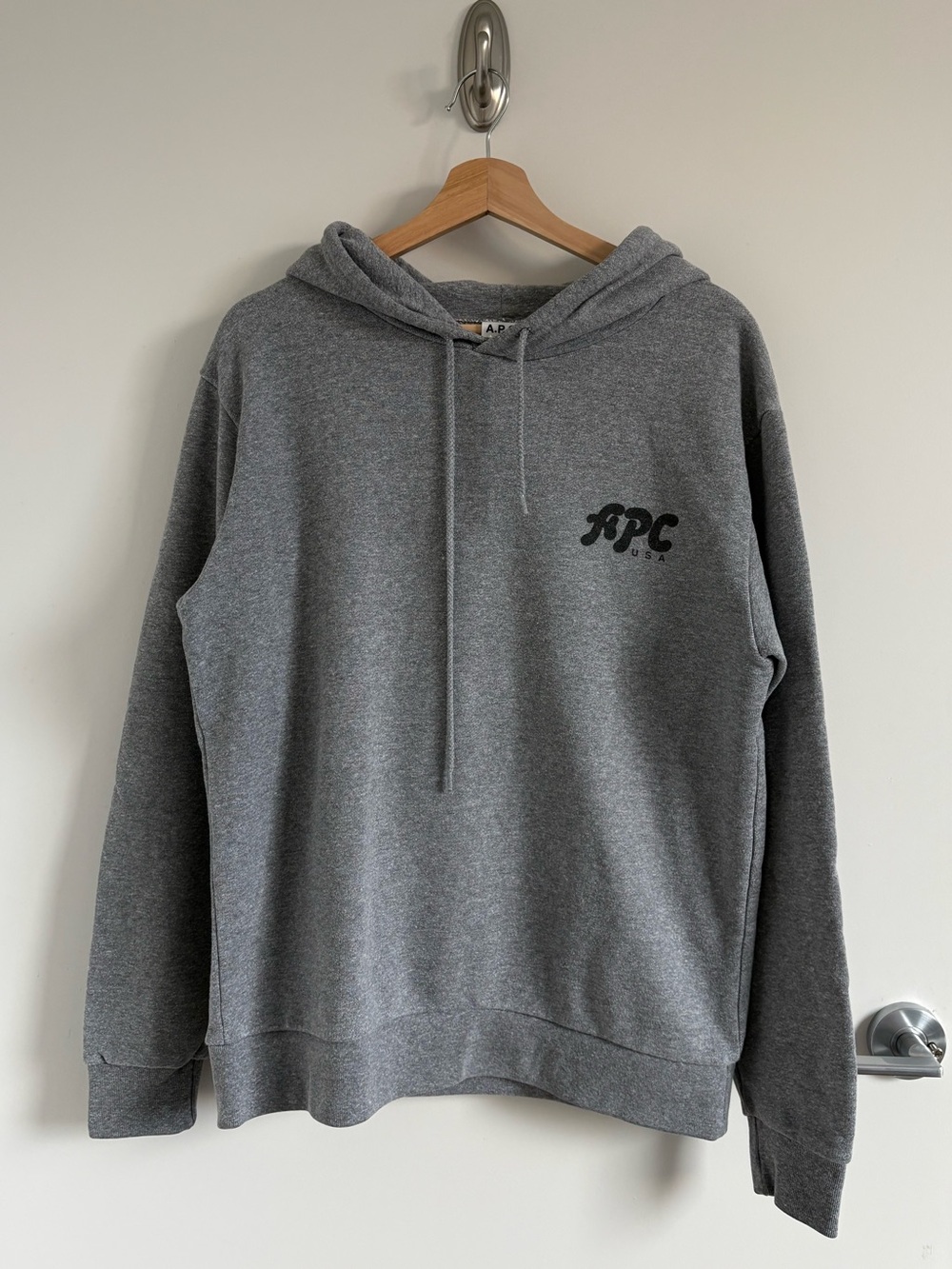 A.P.C. Men’s Gray Michael Logo-print Hoodie Size S